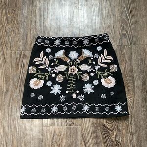 Black Embroidered Skirt